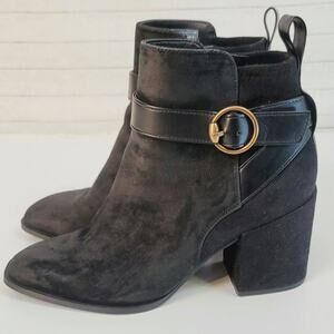 VIONIC TENLEY SUEDE HEELED BOOT IN BLACK, SZ 7